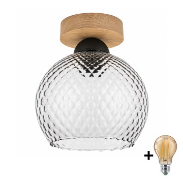 BRILAGI - Φωτιστικό οροφής LED RETRO GLASS 1xE27/60W/230V Ø 18 cm δρυς/καπνιστό γκρι