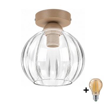 BRILAGI - Φωτιστικό οροφής LED RETRO GLASS 1xE27/60W/230V Ø 18 cm μπεζ/διάφανο