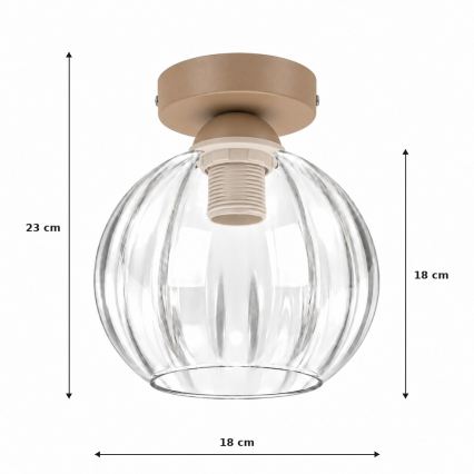 BRILAGI - Φωτιστικό οροφής LED RETRO GLASS 1xE27/60W/230V Ø 18 cm μπεζ/διάφανο