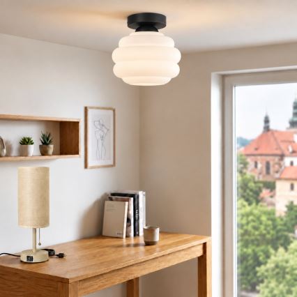 BRILAGI - Φωτιστικό οροφής LED RETRO GLASS 1xE27/60W/230V Ø 20 cm μαύρο/λευκό