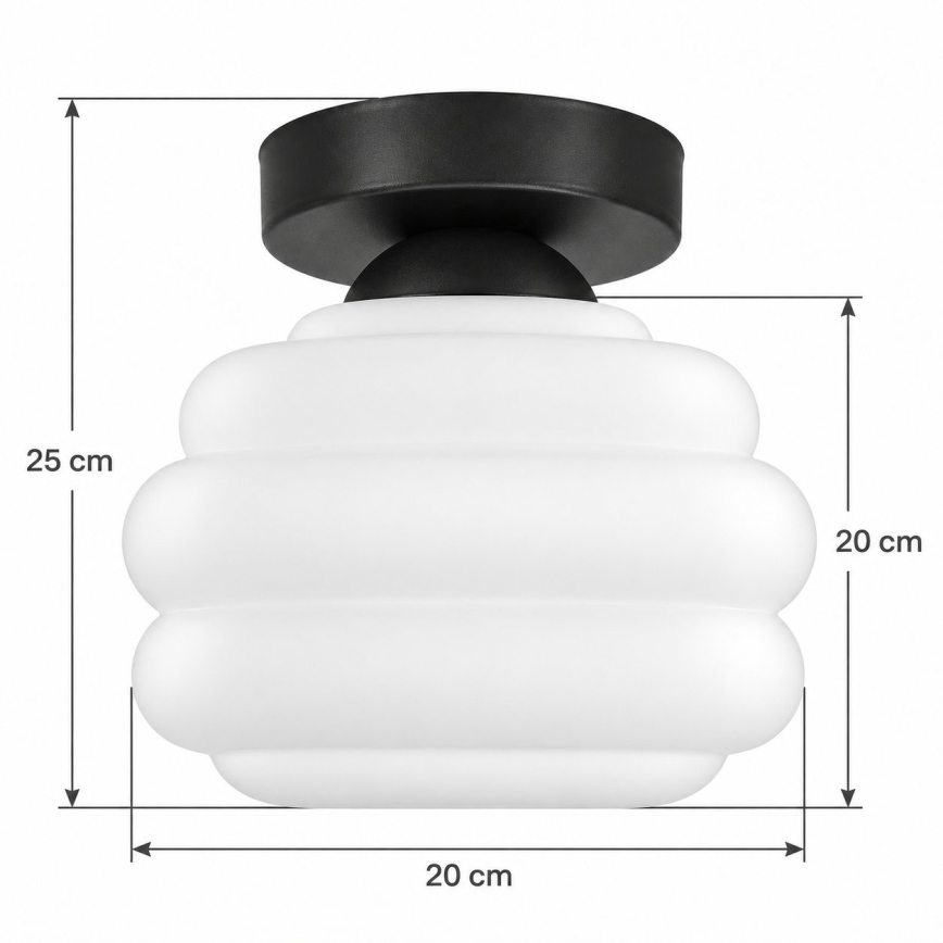 BRILAGI - Φωτιστικό οροφής LED RETRO GLASS 1xE27/60W/230V Ø 20 cm μαύρο/λευκό