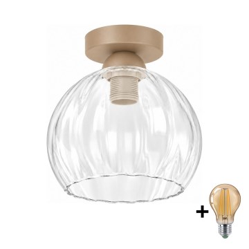 BRILAGI - Φωτιστικό οροφής LED RETRO GLASS 1xE27/60W/230V διάμ. 25 cm μπεζ/διάφανο