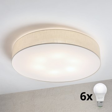 Brilagi - Φωτιστικό οροφής LED SIRIJA 6xE27/60W/230V, διάμετρος 80 εκ., σε κρεμ απόχρωση