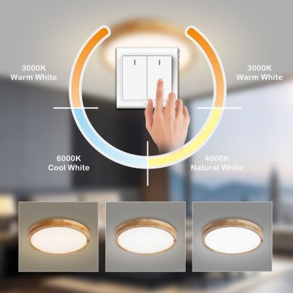 Brilagi - Φωτιστικό οροφής LED WOODLINE LED/24W/230V 3000/4000/6000K από δρυ, Ø 30 cm