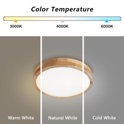 Brilagi - Φωτιστικό οροφής LED WOODLINE LED/24W/230V 3000/4000/6000K από δρυ, Ø 30 cm