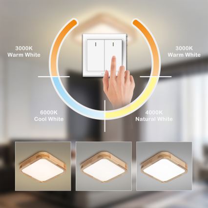 Brilagi - Φωτιστικό οροφής LED WOODLINE SQUARE LED/32W/230V 3000/4000/6000K σε απόχρωση δρυός 30x30 cm
