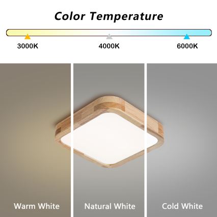 Brilagi - Φωτιστικό οροφής LED WOODLINE SQUARE LED/32W/230V 3000/4000/6000K σε απόχρωση δρυός 30x30 cm