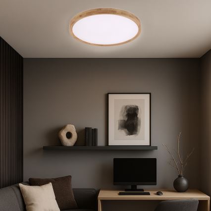 Brilagi - Φωτιστικό οροφής LED WOODROUND LED/40W/230V 3000/4000/6000K διάμ. 60 cm ξύλινο CRI 90