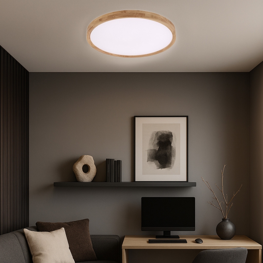 Brilagi - Φωτιστικό οροφής LED WOODROUND LED/40W/230V 3000/4000/6000K διάμ. 60 cm ξύλινο CRI 90