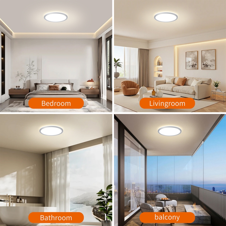 Brilagi - LED φωτιστικό οροφής μπάνιου ULTRA SLIM LED/12W/230V Ø 22,5 cm ασημένιο IP54