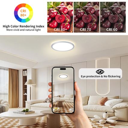 Brilagi - LED φωτιστικό οροφής μπάνιου ULTRA SLIM LED/12W/230V Ø 22,5 cm ασημένιο IP54
