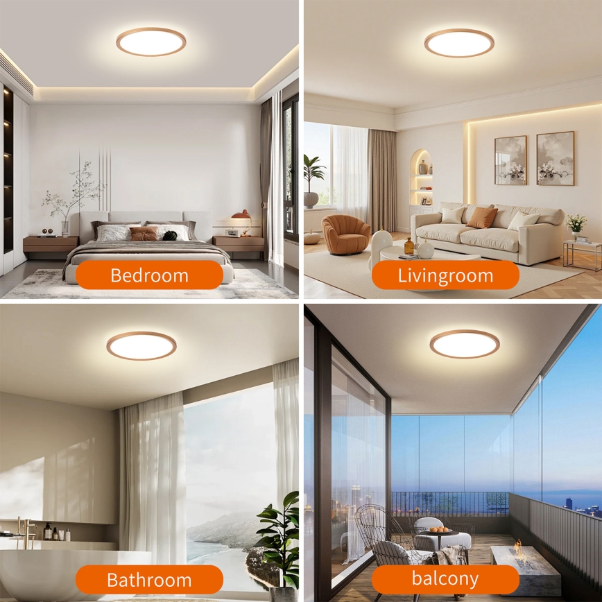 Brilagi - LED φωτιστικό οροφής μπάνιου ULTRA SLIM LED/18W/230V Ø 30 cm ροζ χρυσό IP54