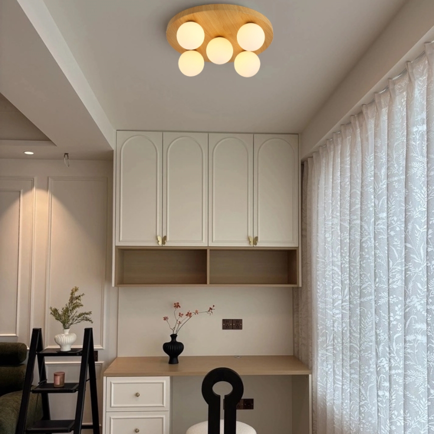 Brilagi - Φωτιστικό οροφής LUND WOOD 5xG9/9W/230V Ø 40 cm με ξύλινο φινίρισμα