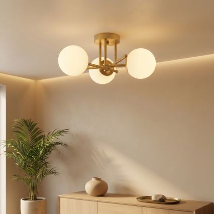 Brilagi - Φωτιστικό οροφής MALIVA 3xE14/15W/230V χρυσό/λευκό