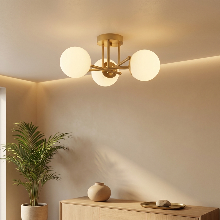 Brilagi - Φωτιστικό οροφής MALIVA 3xE14/15W/230V χρυσό/λευκό