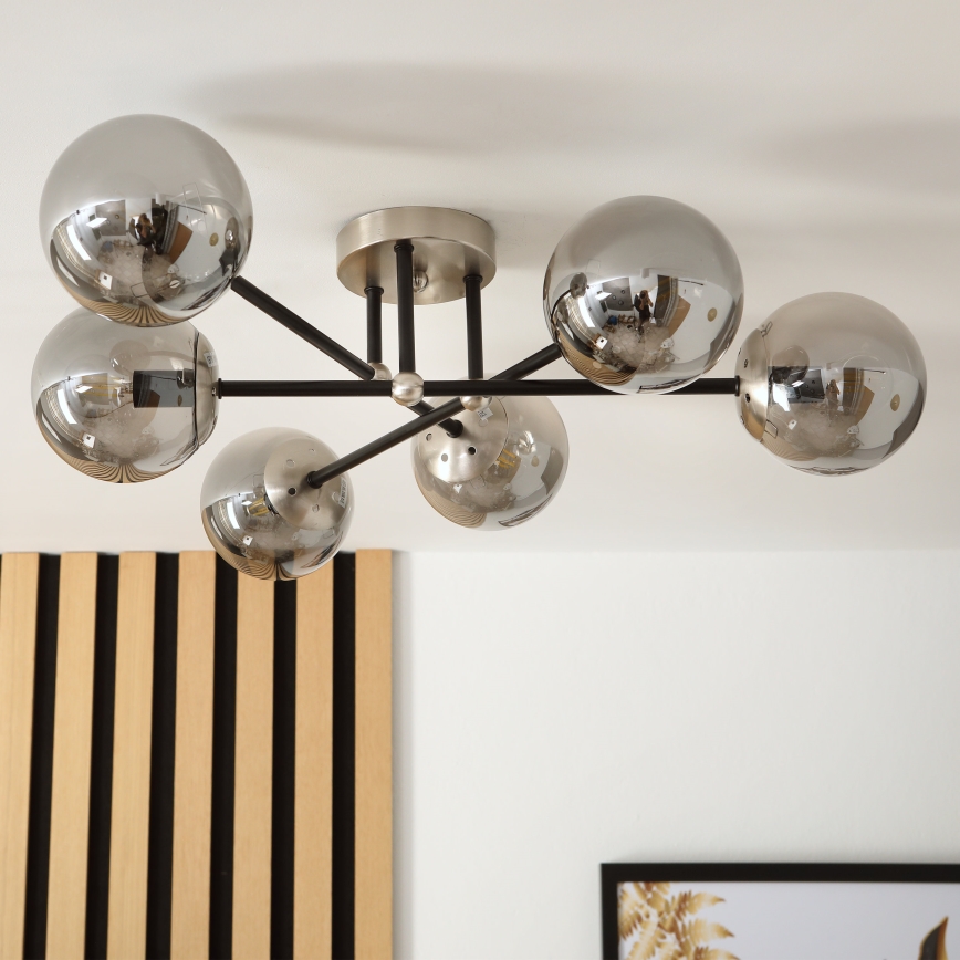 Brilagi - Φωτιστικό οροφής MALIVA 6xE14/15W/230V ματ χρώμιο/καπνιστό