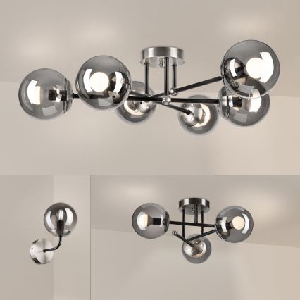 Brilagi - Φωτιστικό οροφής MALIVA 6xE14/15W/230V ματ χρώμιο/καπνιστό