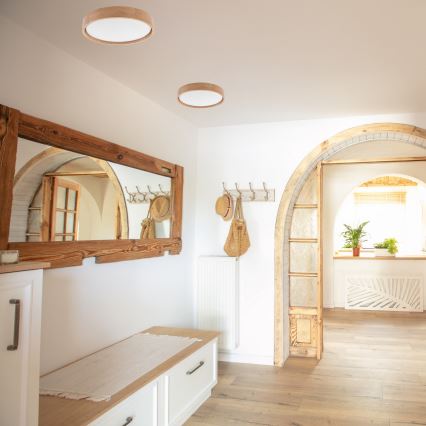 Brilagi - Ρυθμιζόμενο φωτιστικό οροφής LED MANAROLA SMART LED/24W/230V 2700-6500K δρυς διάμ. 41 εκ. Wi-Fi + τηλεχειριστήριο Tuya