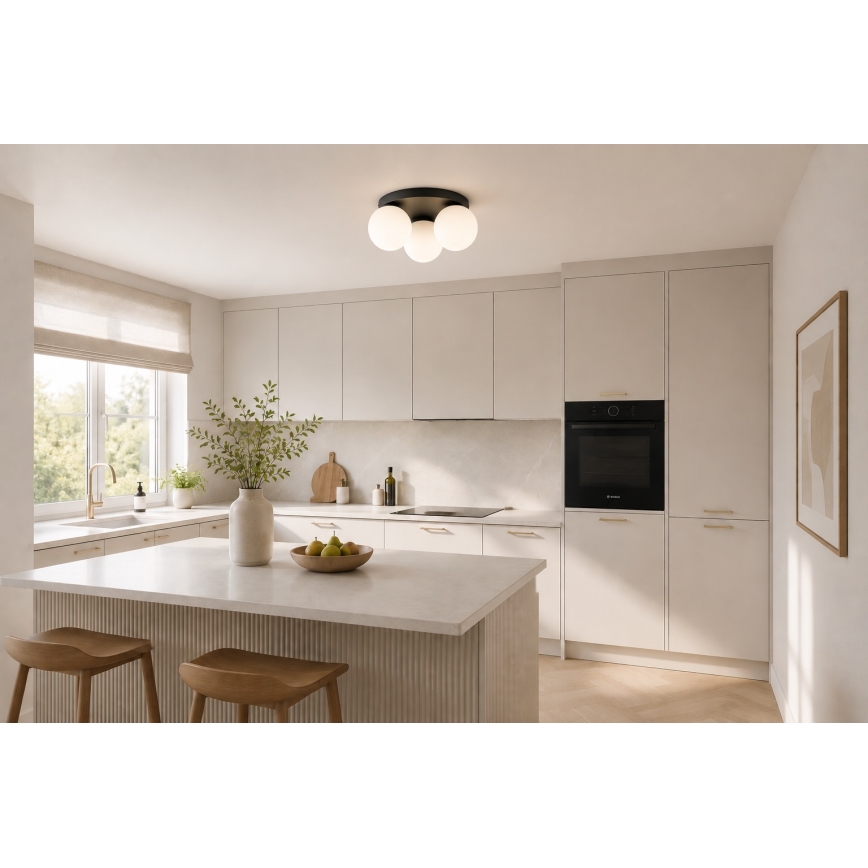 Brilagi - Φωτιστικό οροφής MILO 3xE27/60W/230V Ø 35 εκ. μαύρο