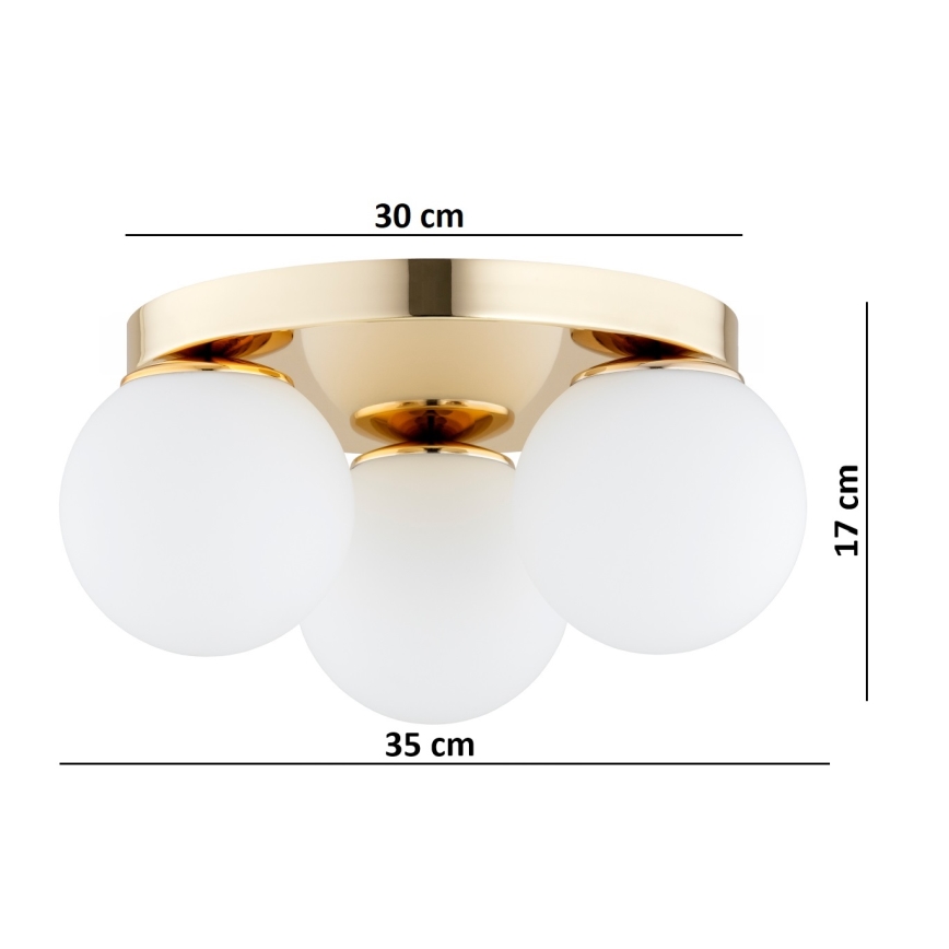 Brilagi - Φωτιστικό οροφής MILO 3xE27/60W/230V Ø 35 εκ. χρυσό