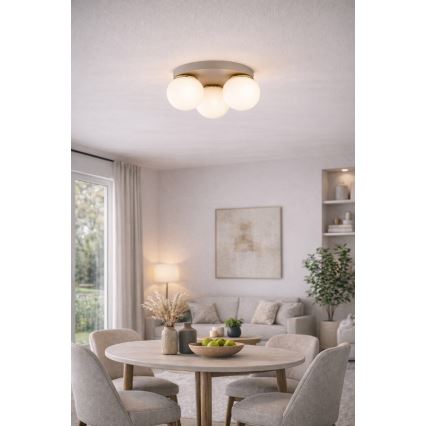 Brilagi - Φωτιστικό οροφής MILO ECRU 3xE27/60W/230V Ø 35 cm μπεζ/χρυσό