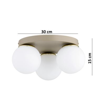 Brilagi - Φωτιστικό οροφής MILO ECRU 3xE27/60W/230V Ø 35 cm μπεζ/χρυσό