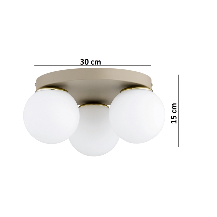 Brilagi - Φωτιστικό οροφής MILO ECRU 3xE27/60W/230V Ø 35 cm μπεζ/χρυσό