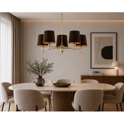 Brilagi - Φωτιστικό οροφής MONTE με ράβδο 5xE27/60W/230V καφέ/χρυσό