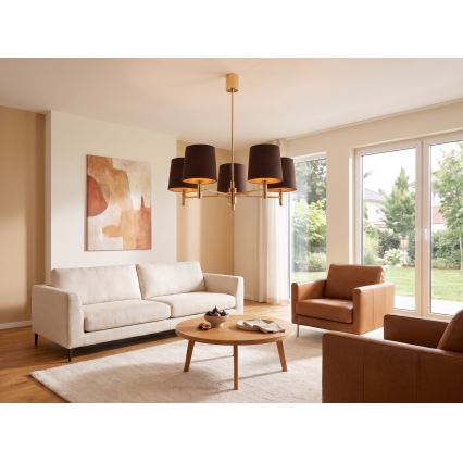 Brilagi - Φωτιστικό οροφής MONTE με ράβδο 5xE27/60W/230V καφέ/χρυσό