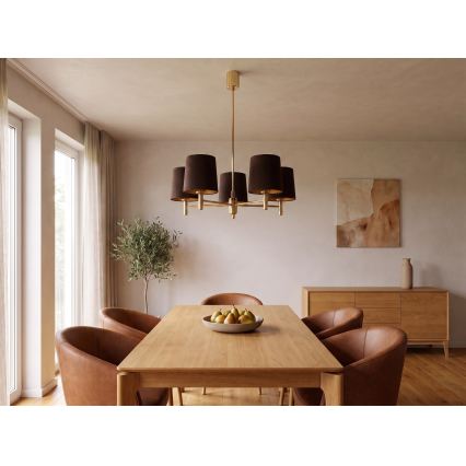 Brilagi - Φωτιστικό οροφής MONTE με ράβδο 5xE27/60W/230V καφέ/χρυσό