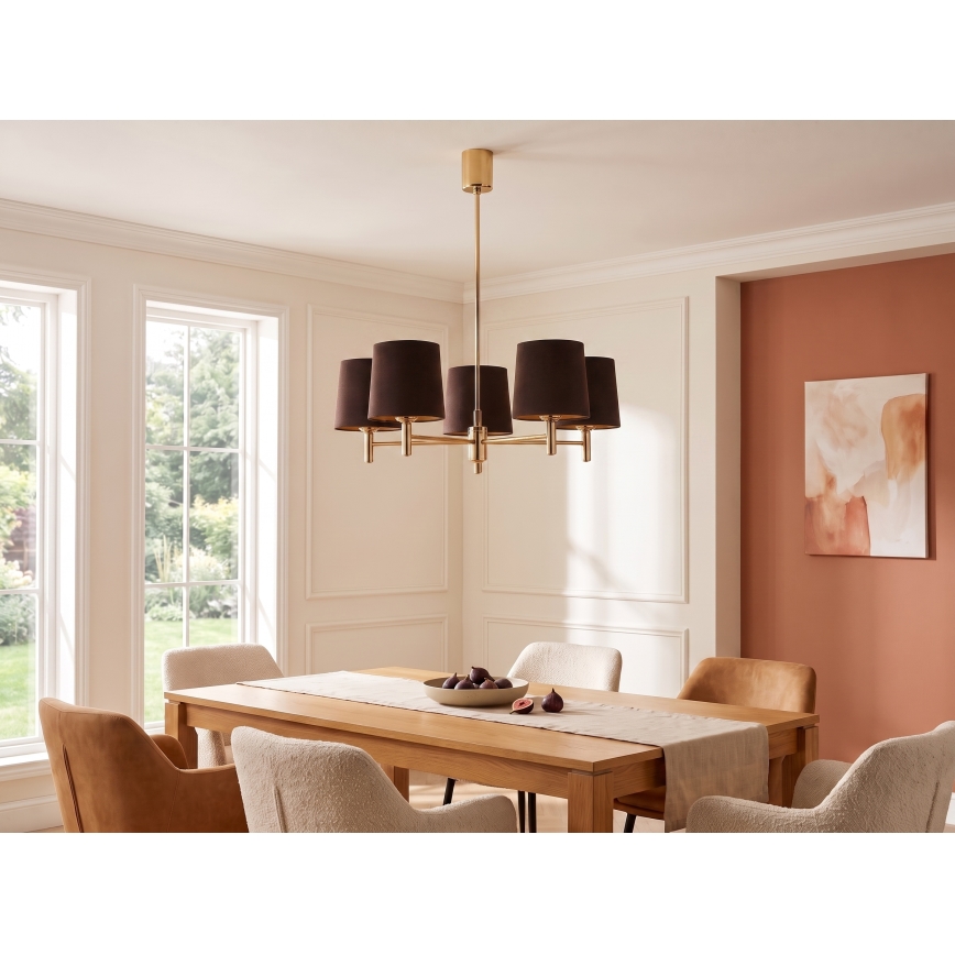 Brilagi - Φωτιστικό οροφής MONTE με ράβδο 5xE27/60W/230V καφέ/χρυσό