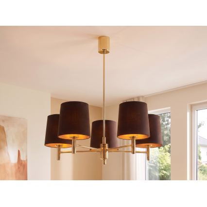 Brilagi - Φωτιστικό οροφής MONTE με ράβδο 5xE27/60W/230V καφέ/χρυσό