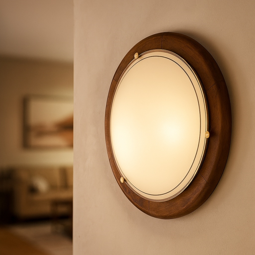 Brilagi - Φωτιστικό οροφής ORBIS 1xE27/60W/230V Ø 30 εκ., φινίρισμα πεύκου