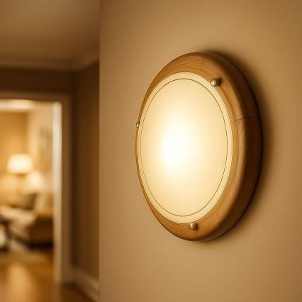 Brilagi - Φωτιστικό οροφής ORBIS 2xE27/60W/230V, διάμ. 38 cm, φινίρισμα πεύκου