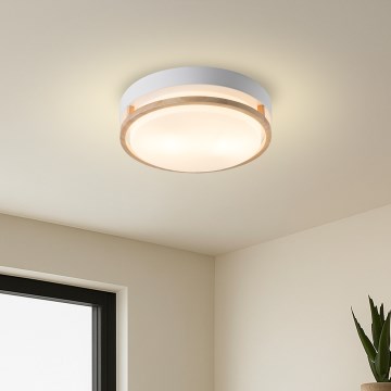 Brilagi - Φωτιστικό οροφής ORINO 2xE27/40W/230V Ø 27 cm λευκό/δρυς