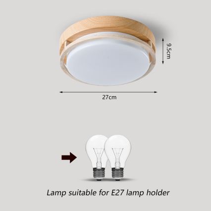 Brilagi - Φωτιστικό οροφής ORINO 2xE27/40W/230V Ø 27 cm σε όψη ξύλου/δρυός