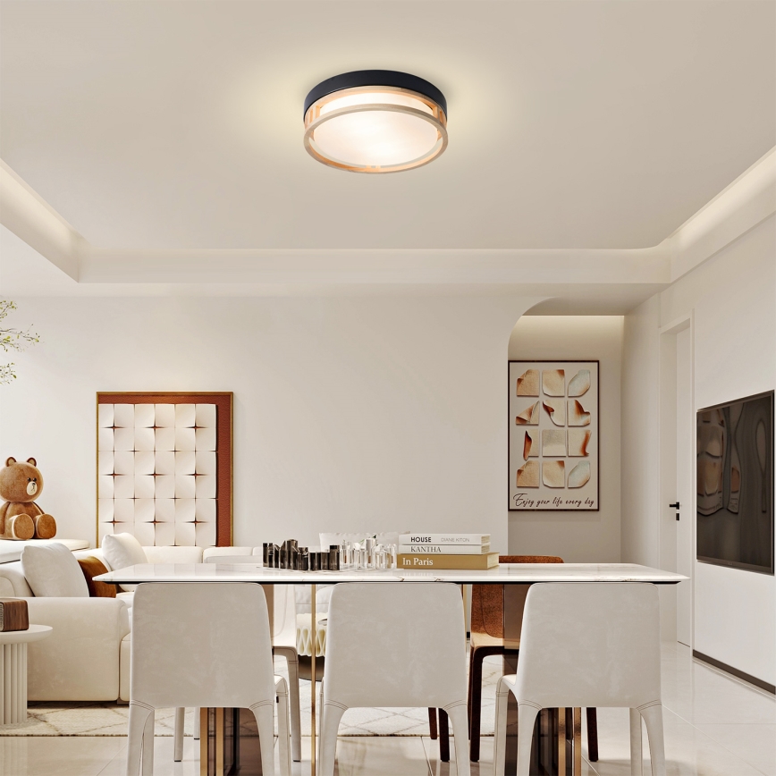 Brilagi - Φωτιστικό οροφής ORINO 2xE27/40W/230V Ø 27 cm μαύρο/δρυς
