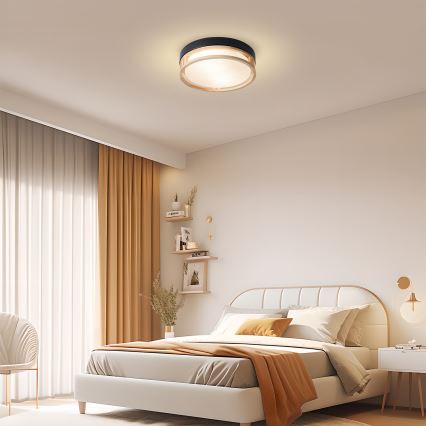 Brilagi - Φωτιστικό οροφής ORINO 2xE27/40W/230V Ø 27 cm μαύρο/δρυς