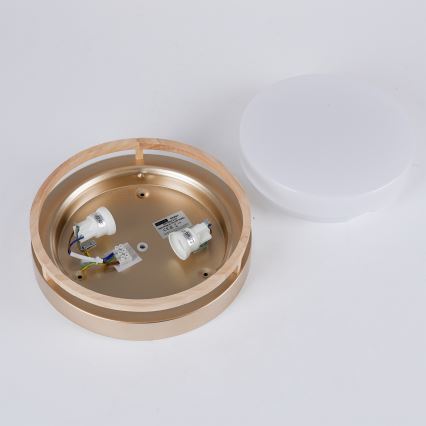 Brilagi - Φωτιστικό οροφής ORINO 2xE27/40W/230V Ø 27 cm χρυσό/δρυς
