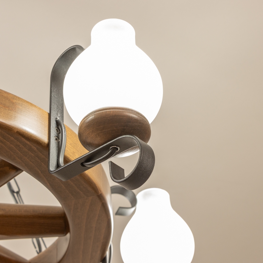 Brilagi - Φωτιστικό οροφής σε αλυσίδα ROATA 6xE14/40W/230V Ø 70 cm οξιά/καρυδιά