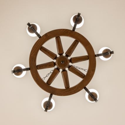 Brilagi - Φωτιστικό οροφής σε αλυσίδα ROATA 6xE14/40W/230V Ø 70 cm οξιά/καρυδιά