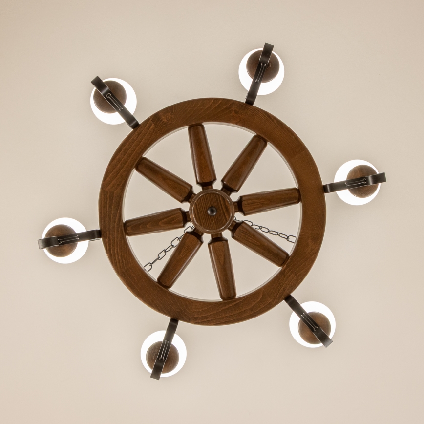 Brilagi - Φωτιστικό οροφής σε αλυσίδα ROATA 6xE14/40W/230V Ø 70 cm οξιά/καρυδιά