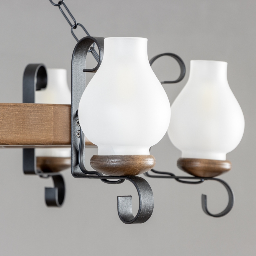 Brilagi - Φωτιστικό οροφής σε αλυσίδα ROATA 6xE14/40W/230V Ø 70 cm οξιά/καρυδιά