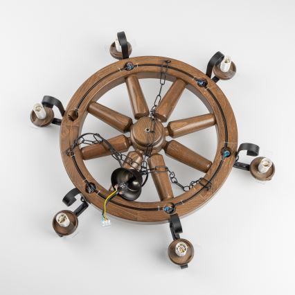 Brilagi - Φωτιστικό οροφής σε αλυσίδα ROATA 6xE14/40W/230V Ø 70 cm οξιά/καρυδιά