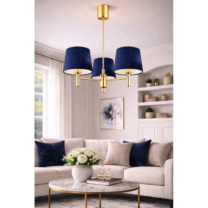 Brilagi - Φωτιστικό οροφής σε ράβδο MONTE 3xE27/15W/230V μπλε/χρυσό