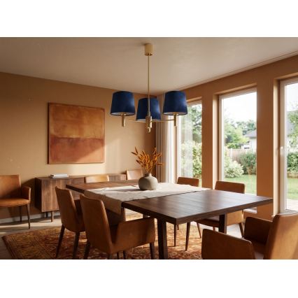 Brilagi - Φωτιστικό οροφής σε ράβδο MONTE 3xE27/60W/230V μπλε/χρυσό