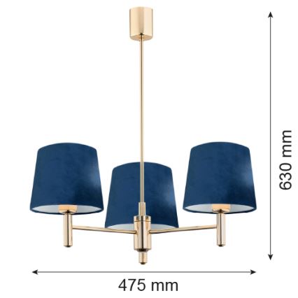 Brilagi - Φωτιστικό οροφής σε ράβδο MONTE 3xE27/60W/230V μπλε/χρυσό