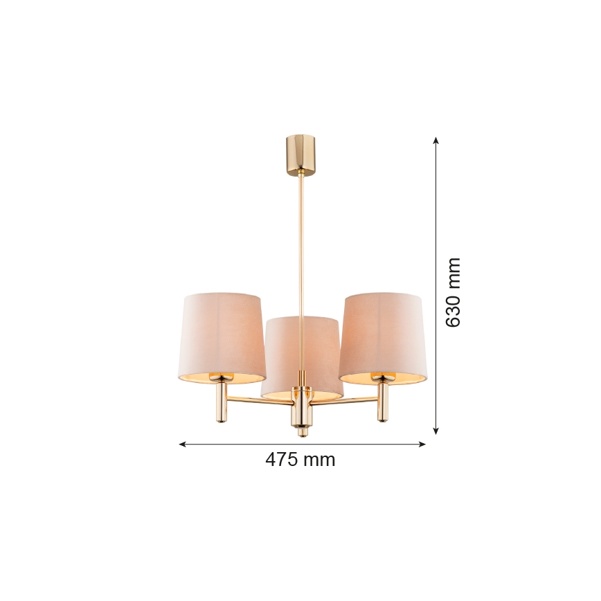 Brilagi - Φωτιστικό οροφής σε ράβδο MONTE 3xE27/60W/230V μπεζ/χρυσό