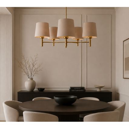 Brilagi - Φωτιστικό οροφής σε ράβδο MONTE 5xE27/60W/230V μπεζ/χρυσό