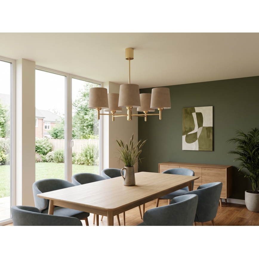 Brilagi - Φωτιστικό οροφής σε ράβδο MONTE 5xE27/60W/230V μπεζ/χρυσό